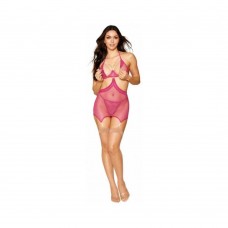 Fishnet & Lace Garter Slip Set Beet O/s Fishnet & Lace Garter Slip Set Beet O/s