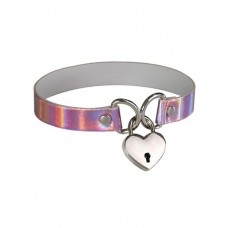 Plesur Heart Lock Collar - Holographic Pink Plesur Heart Lock Collar - Holographic Pink